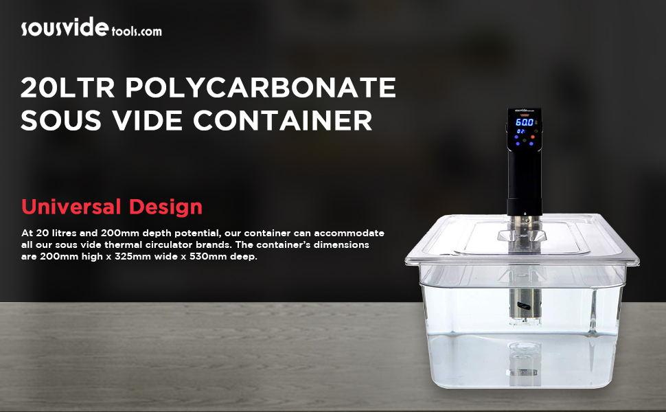 Sous Vide Tools 11.6 Litre Polycarbonate Container Custom Cut Lid to Suit the iVide Sous Vide