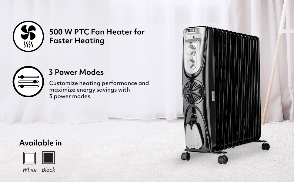 Usha Oil Filled Radiator OFR 3813 F 2300Watt Room Heater (White