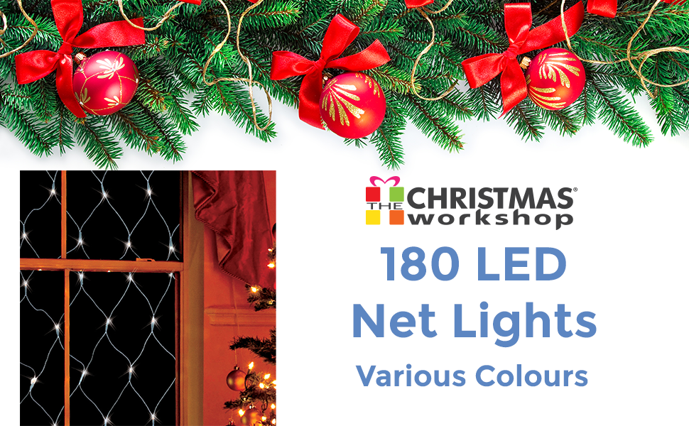 Christmas 180 LED Bright White net lights, Indoor and Outdoor