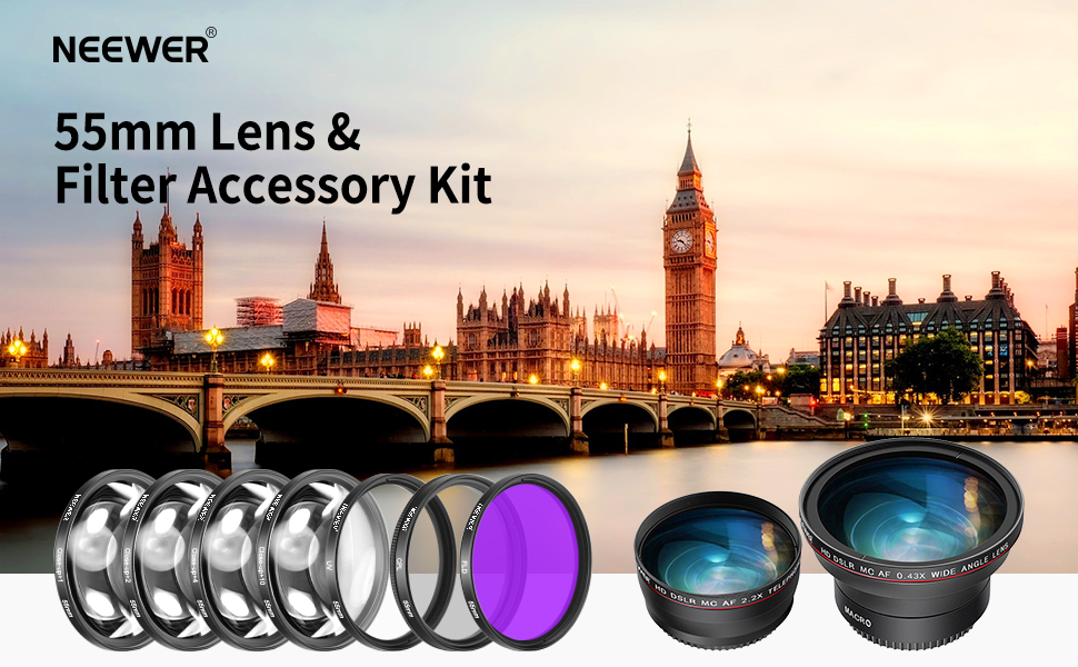 Neewer 55mm Lens and Filter Accessory Kit for Nikon AFP