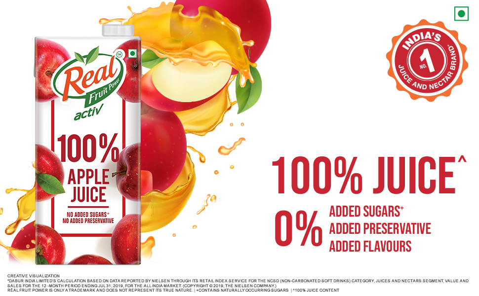 Real Activ 100 Apple Juice with No Added Sugar or Preservatives 1L