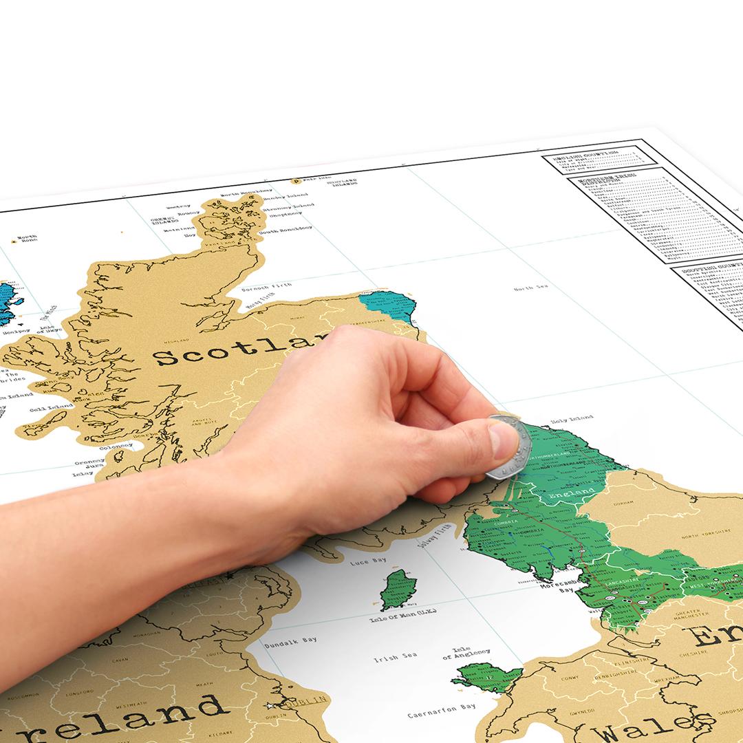 Scratch Map UK & Ireland Edition Personalised World Map Poster, Travel Gift Luckies of