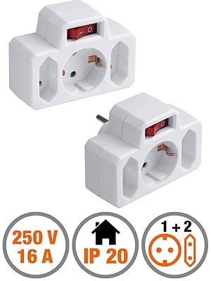 Meister Zwischenstecker 3-fach - 2 Stück im Set - Mit Euro- & Schuko ...