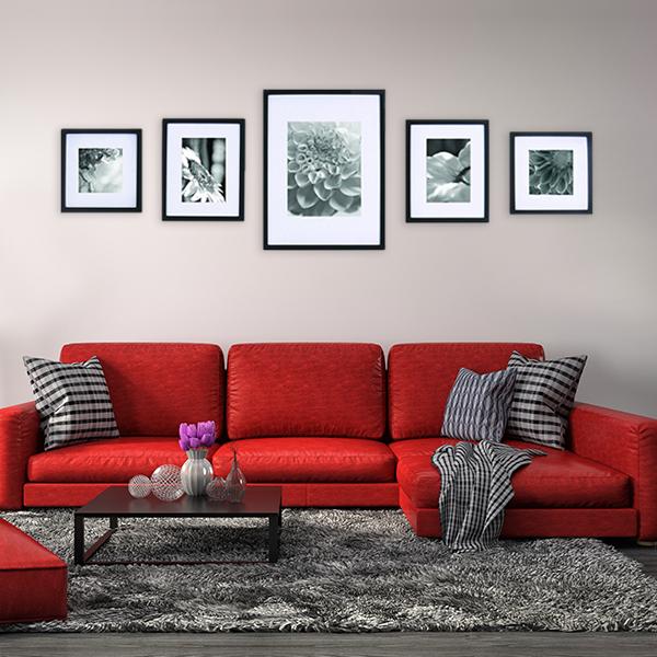 GALLERY PERFECT 5 Piece Black Wood Photo Frame Wall