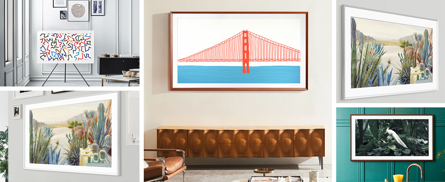 SAMSUNG 50inch The Frame Customizable Bezel, Modern Teak (VG