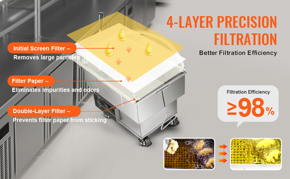 VEVOR Cooking Oil Filter, Fryer Oil Filter System Machine, Mobile Fryer Filter, Oil