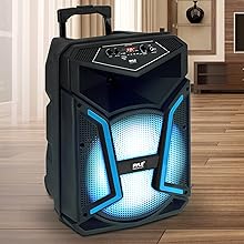 Outdoor Bluetooth Speaker Portable PA System w/Microphone in, Party Lights, MP3/USB SD Card Reader