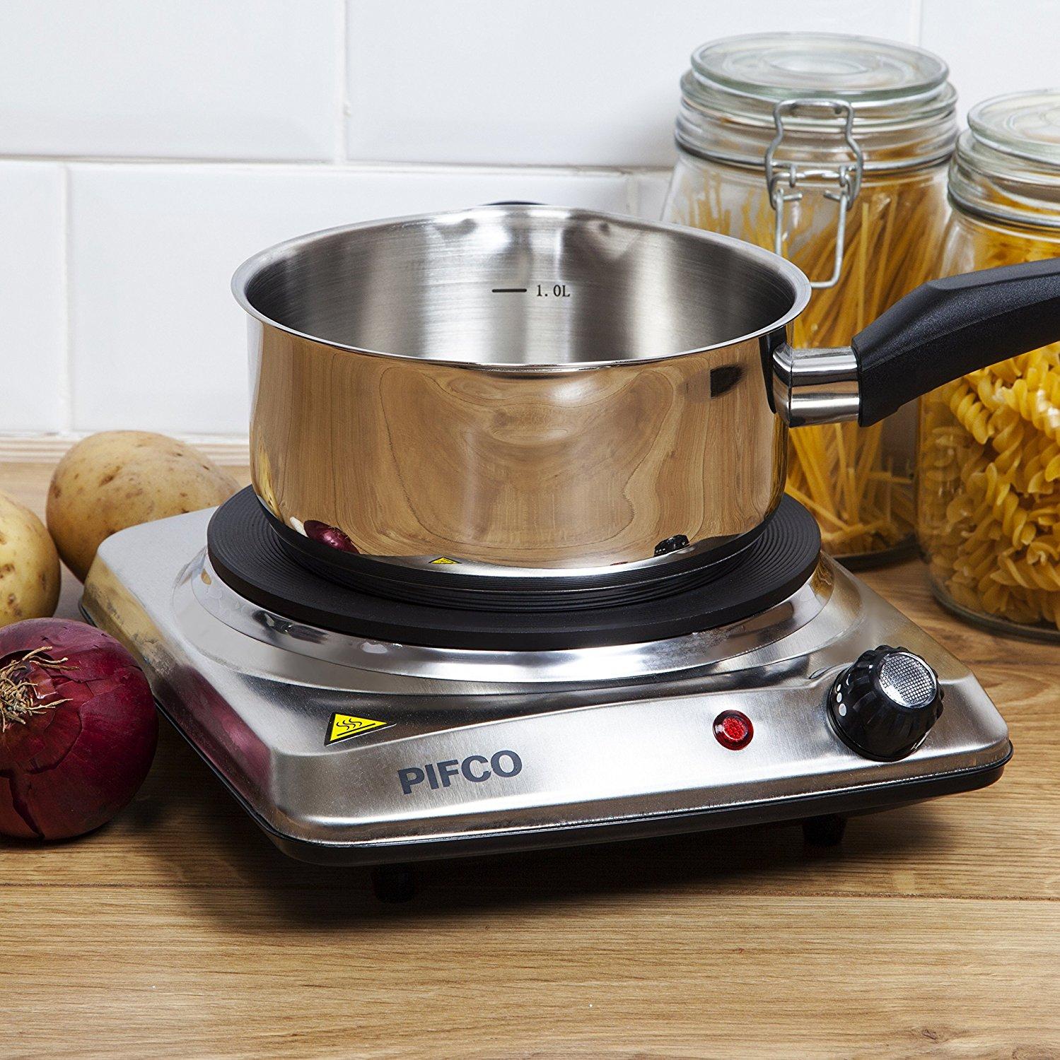 Pifco P15003 Single Boiling Ring, Adjustable Thermostat, 1500 W