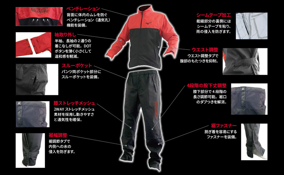 Amazon | [ミズノ] レインウェア ゴルフ ムーブ レインスーツ