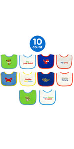 10 pk Boy WR Drooler Bib 