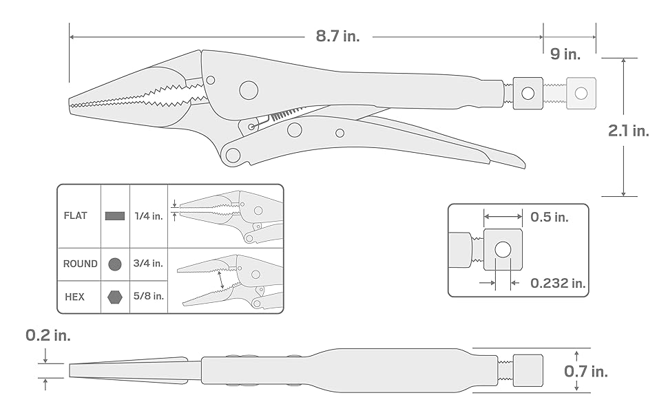 TEKTON 9Inch Long Nose Locking Pliers PLK30009 Amazon.ca Tools