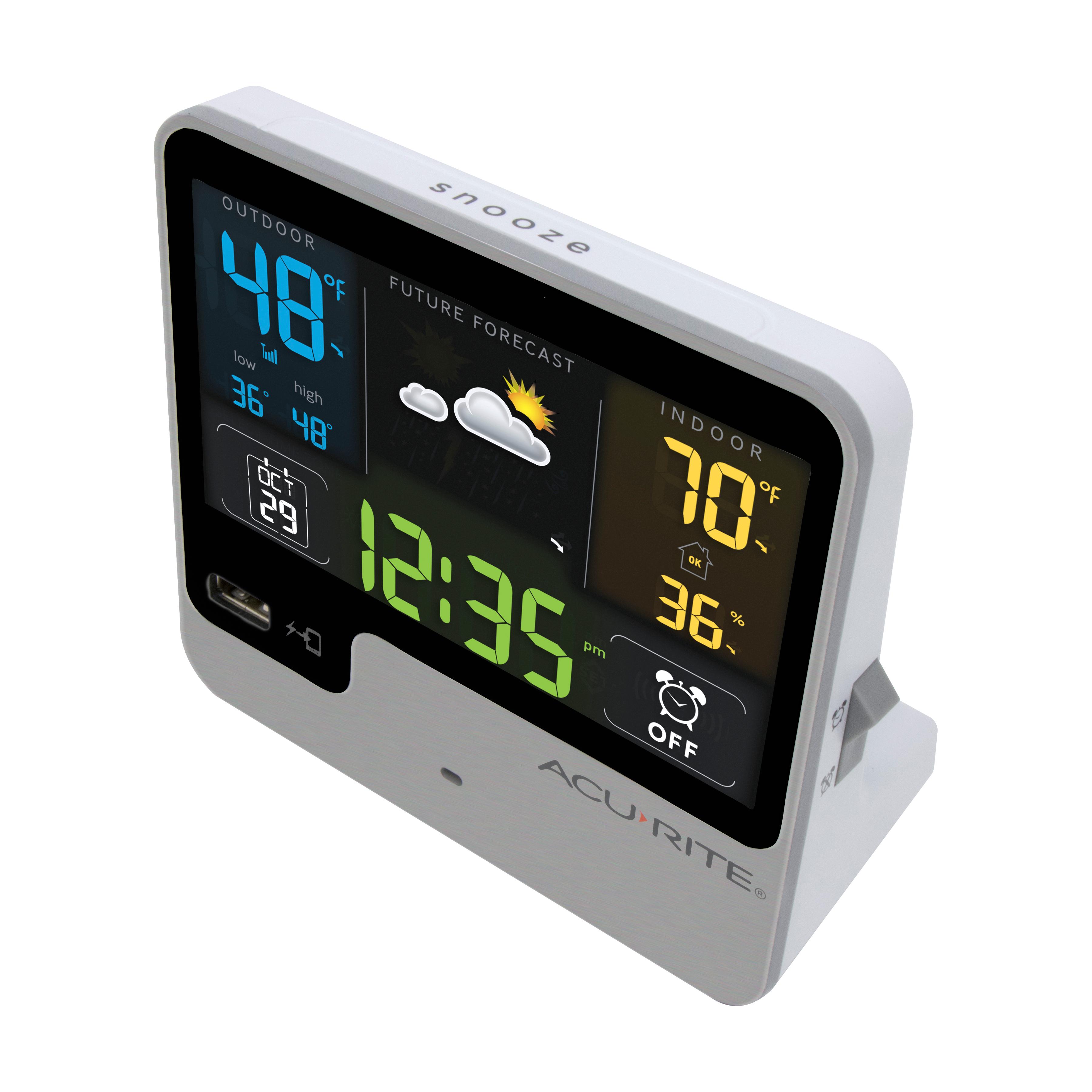 Acurite 01129M Alarm Clock with USB Charger, Outdoor Temperature