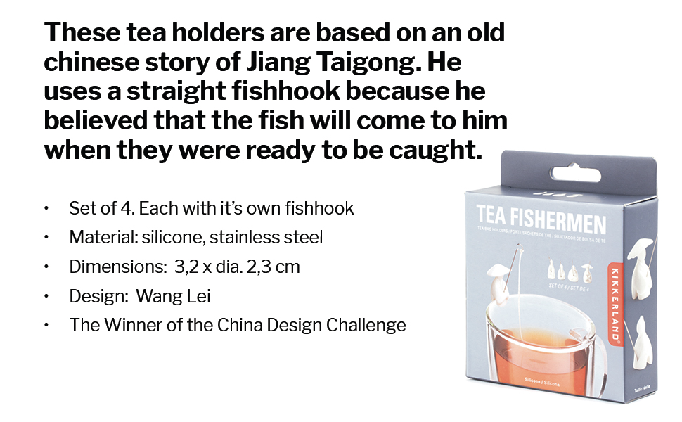 Kikkerland CU127 Tea Holder Fisherman S/4 Wang, Lei Amazon.co.uk