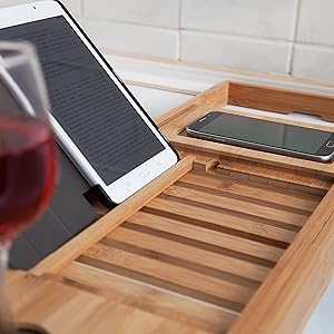 woodluv Luxus Bad Brücke Badewanne Caddy Tray Rack Badezimmer Regal