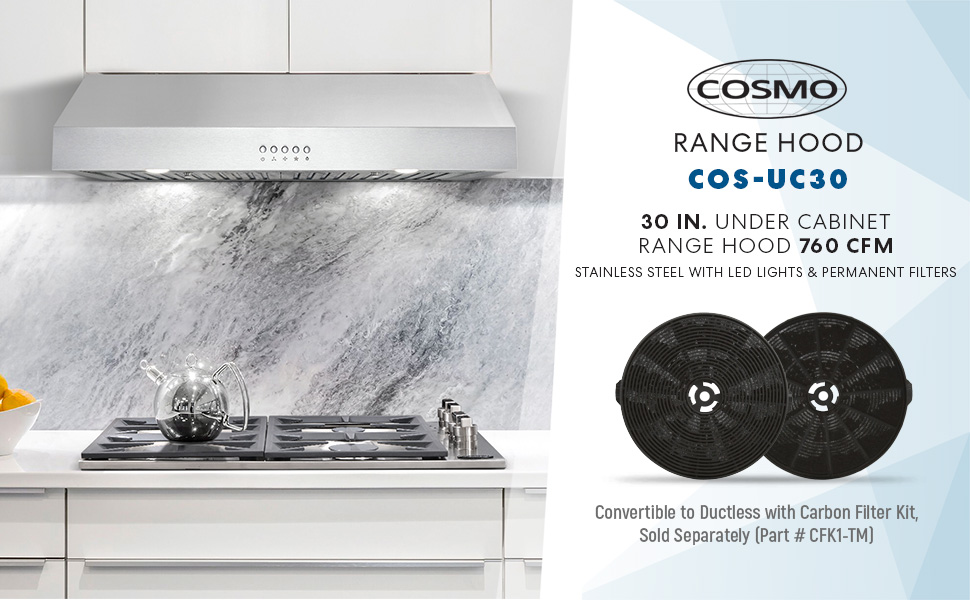 Cosmo UC30 Stainless Steel Under Range Hood, 30" Amazon.ca