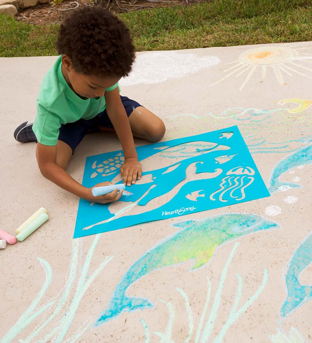 ChalkScapes UnderTheSea Sidewalk Chalk Stencil Set, Chalk Amazon Canada
