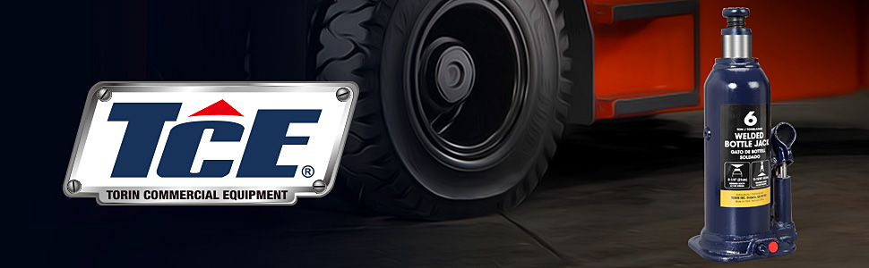 Torin TCE Hydraulic Welded Bottle Jack, 6 Ton (12,000 lb) Capacity, Blue