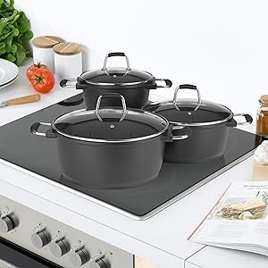 Bratoni 08823 Aluguss Kochtopf mit Glasdeckel 28 cm