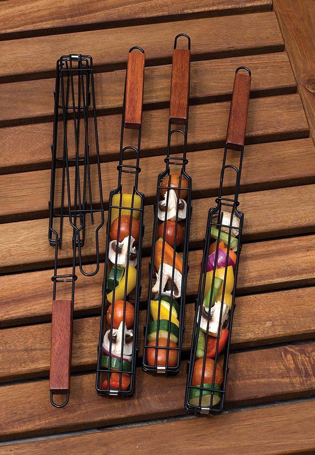 Charcoal Companion Nonstick Kabob Grilling Baskets, Set of 4 Barbecue Kabob