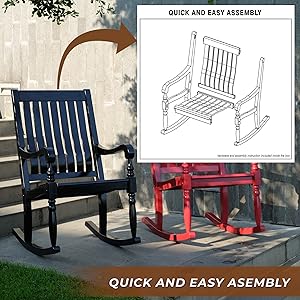 Amazon Com Cambridge Casual Amz 130826bk Thames Rocking Chair Black Patio Lawn Garden