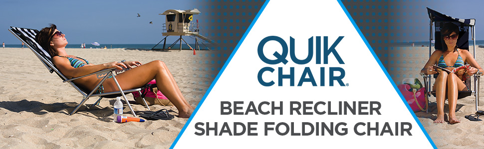 Quik Chair Beach Recliner Shade Folding Chair