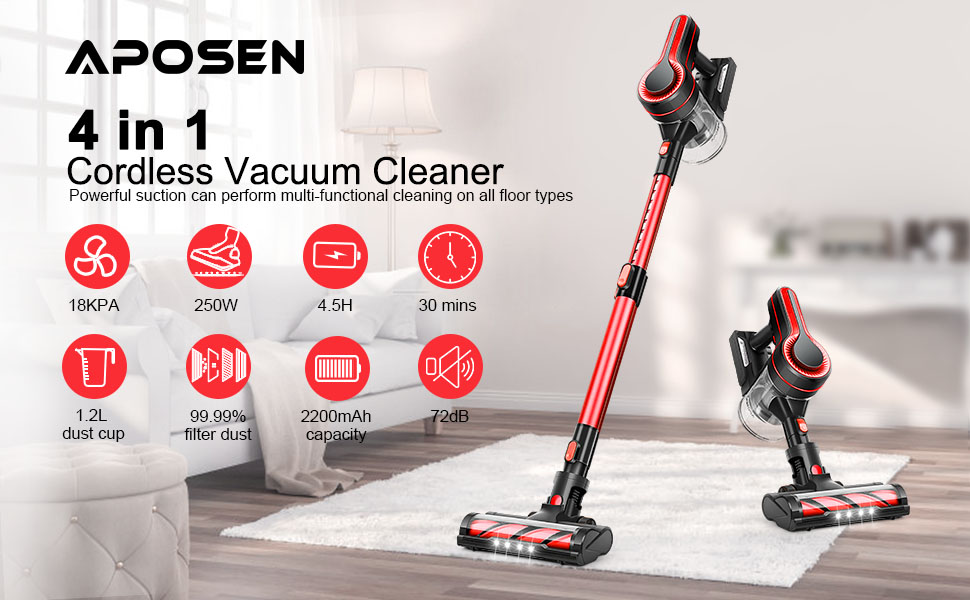 Aposen Handheld Cordless Vacuum Cleaner 18KPa For Home Hard Floor