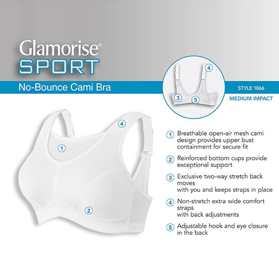 Glamorise Women's Full Figure NoBounce Camisole Wirefree Sports Bra
