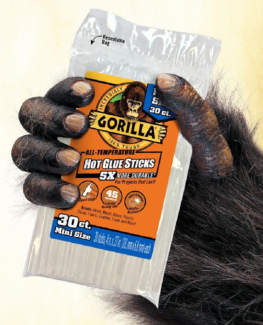 Gorilla 3033002 Hot Glue Sticks 4 In. Full Size, 30Count