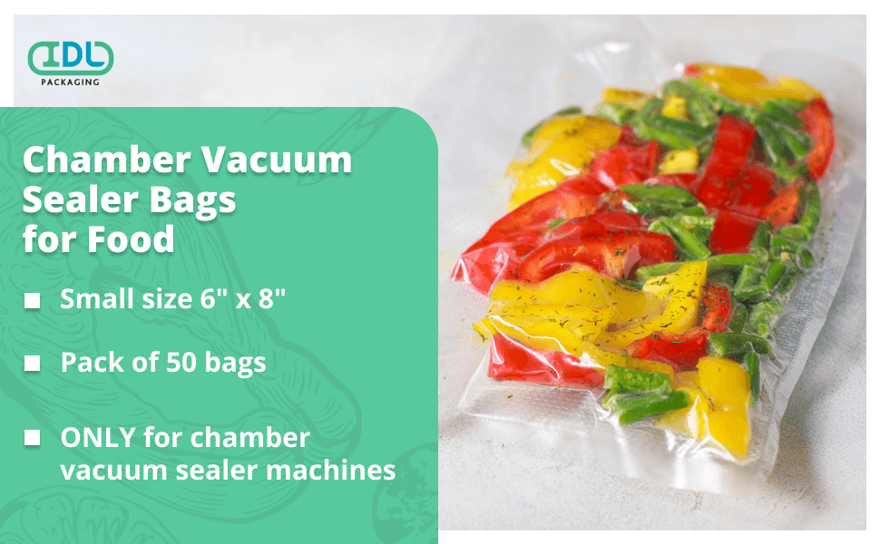 IDL Packaging 6" x 8" Small Chamber Vacuum Sealer Bags for Food (Pack