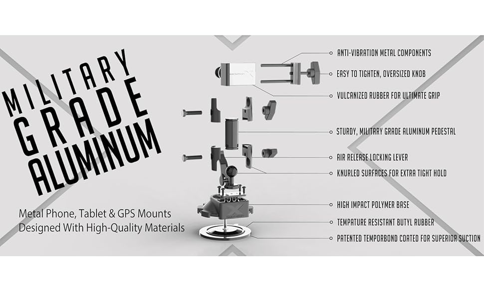 Bracketron HD (HeavyDuty) Tablet Dock Portable Dash & Window Clamp