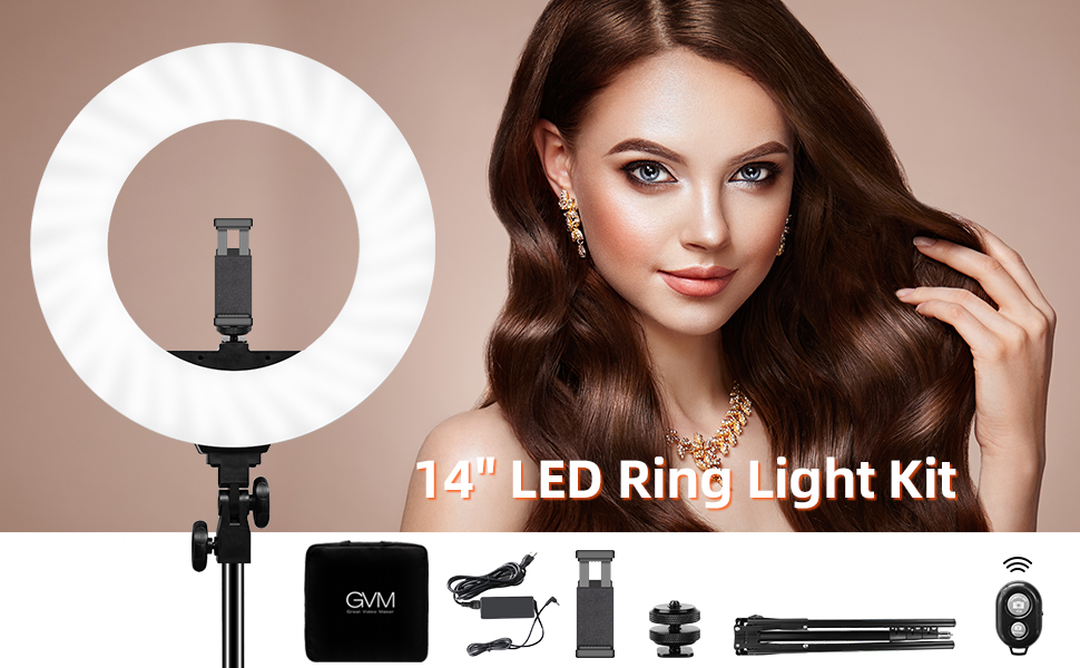 GVM Ring Light Kit14inch LED Ring Light with Bluetooth