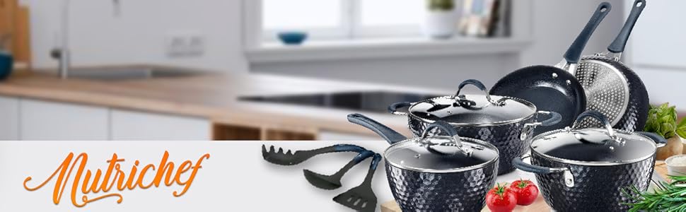 nutrichef cookware;kitchen ware;cooking pots;Blue Diamond Ceramic;Nonstick Kitchen Cookware