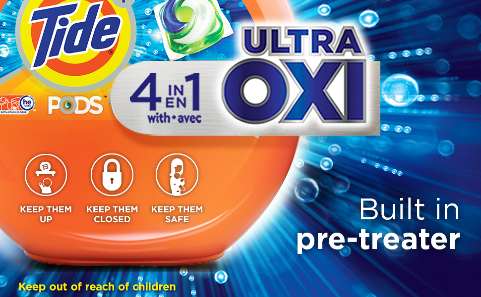 Tide Pods Ultra Oxi Liquid Laundry Detergent Pacs, 73 Count Packaging