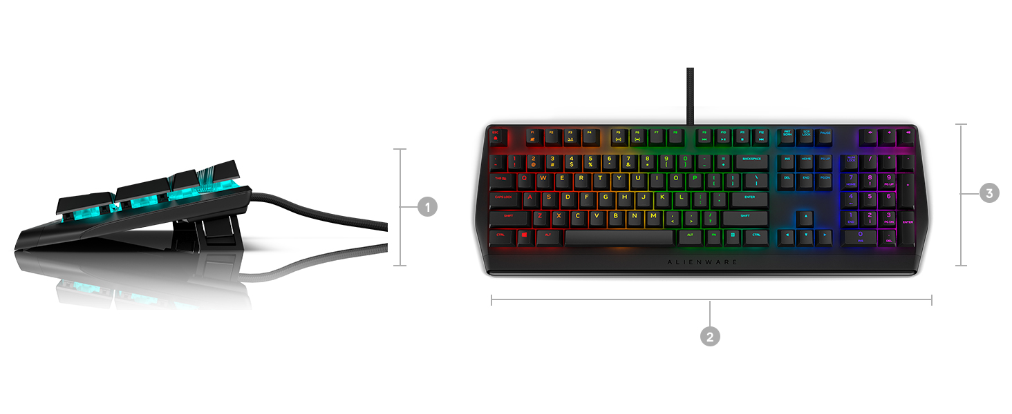  Alienware Low-Profile RGB Gaming Keyboard AW410K: Alienfx Per Key RGB LED - Cherry MX Brown Switches