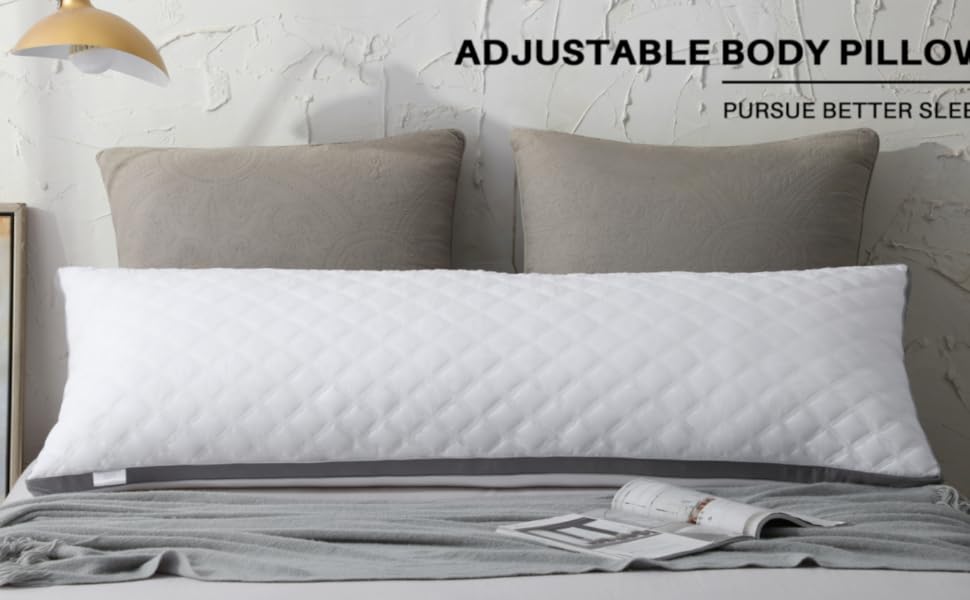 Oubonun Premium Adjustable Loft Quilted Body Pillows Hypoallergenic