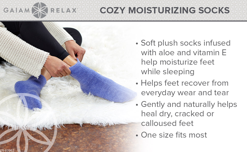 Gaiam Relax Moisturizing Socks Dry Feet Treatment Gel Socks
