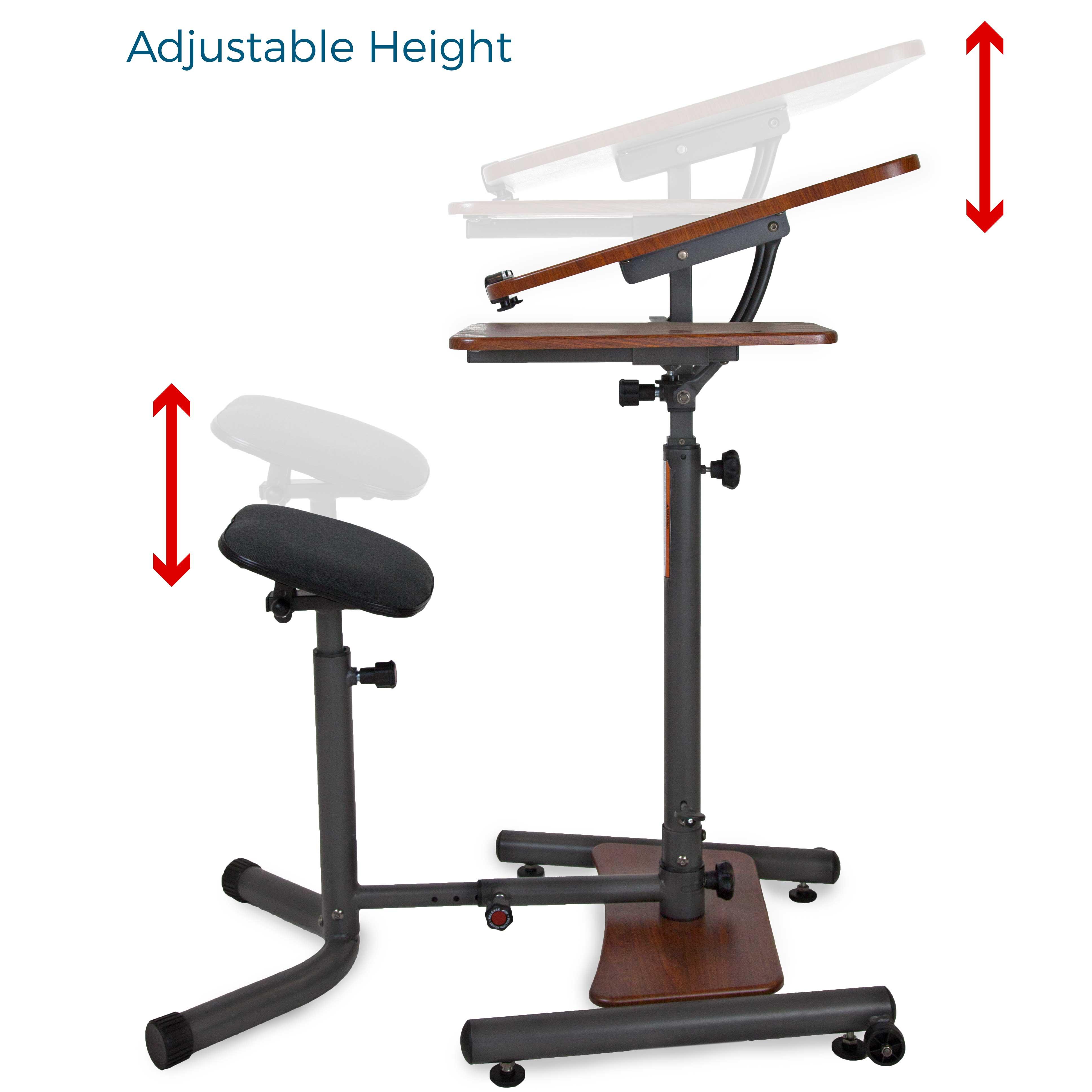 Teeter SitStand Desk Adjustable height ergonomic workstation with stool, side