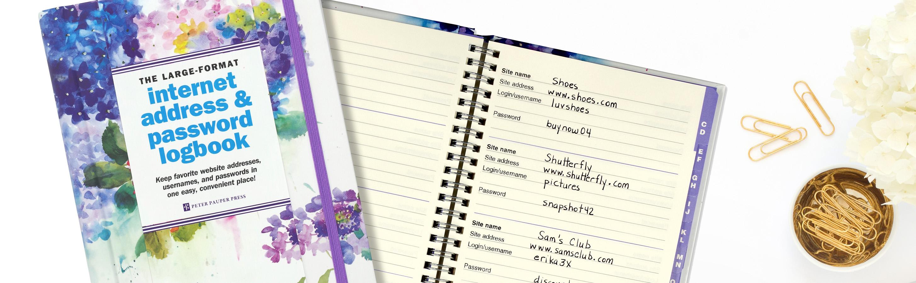 Hydrangeas Largeformat Address & Password Logbook (removable