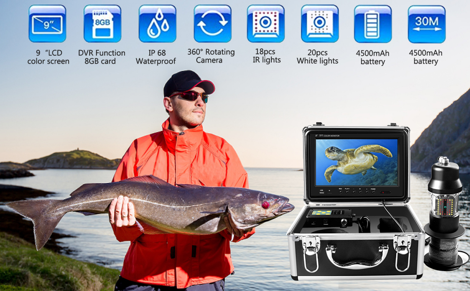 Underwater Ice Fishing Camera 360° Rotating View Waterproof Video Camera and 38 Infrared LEDs 9