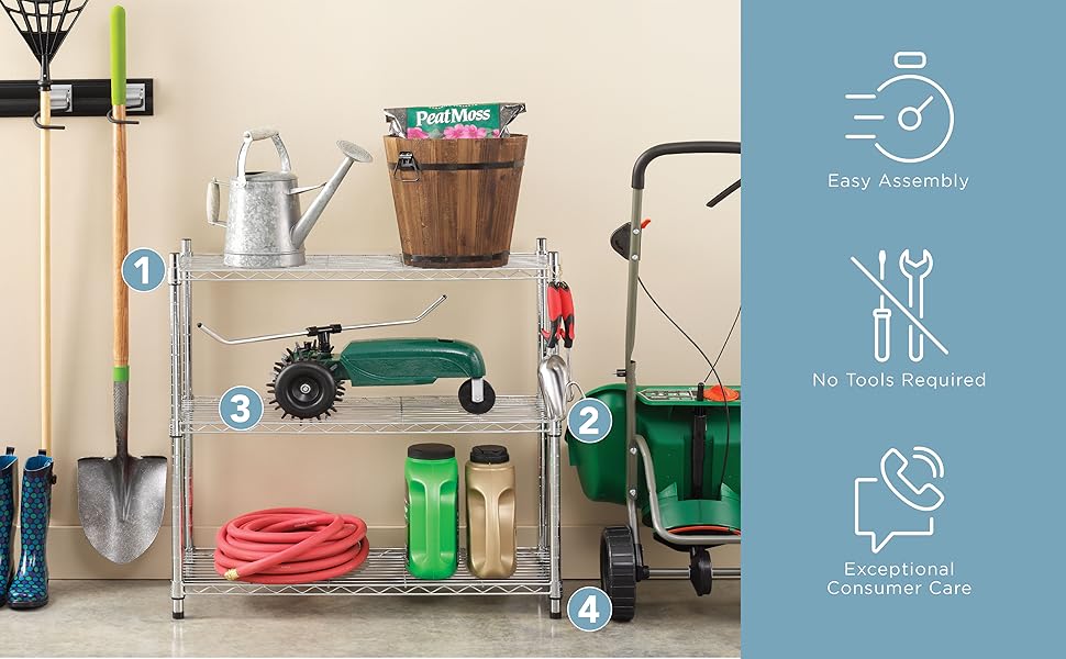 Whitmor Supreme 3-Tier Adjustable Shelving - Chrome