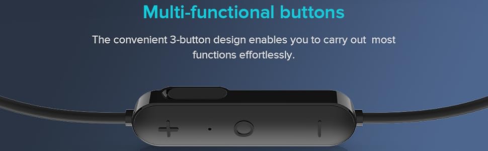adjustable button, volume adjustment, play/pause, answer/reject calls,earphone pairing, power on/off