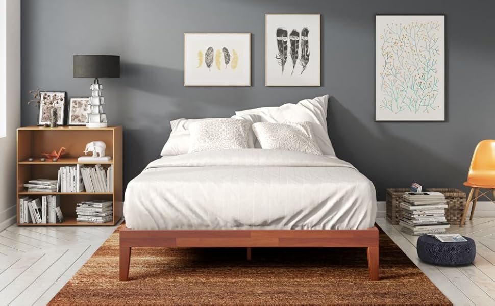 ZINUS Lorelai Platform Bed Made of Metal 36 cm, Steel Slatted Frame