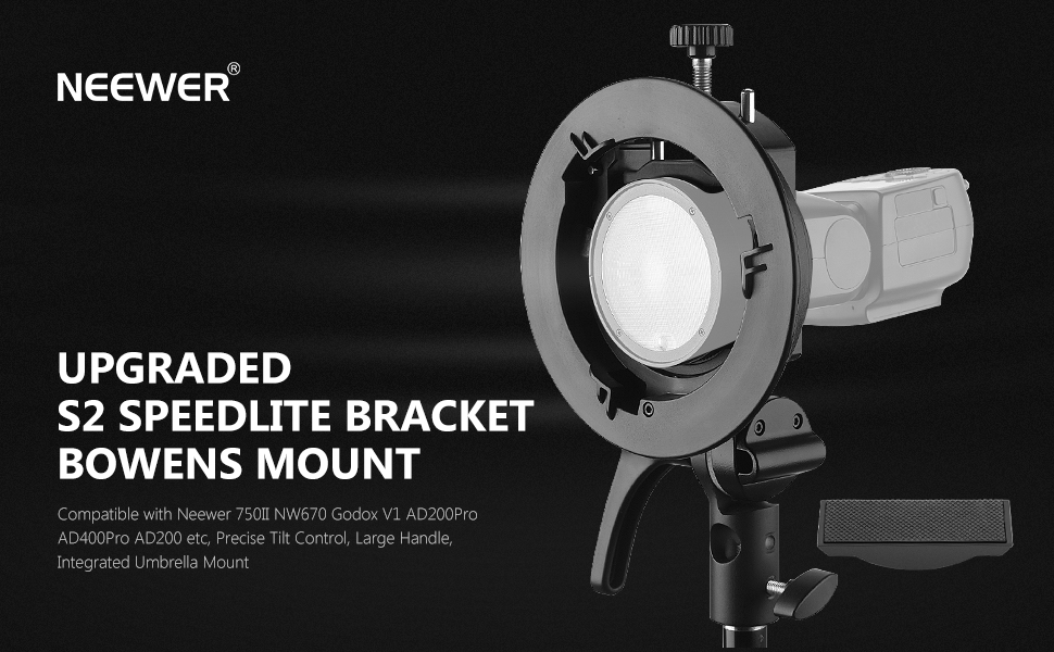 Neewer S2 Speedlite SType Bracket Bowens Mount Flash Holder Compatible