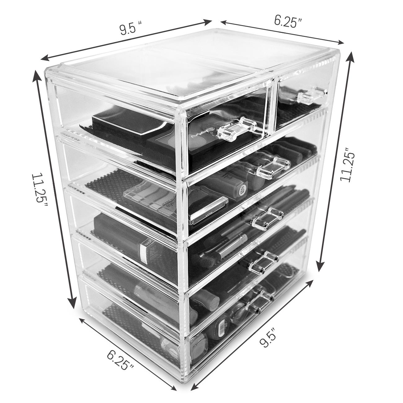 Sorbus Acrylic Drawer Makeup Organizer with Removable Drawers 4 Large and 2 Small Drawers