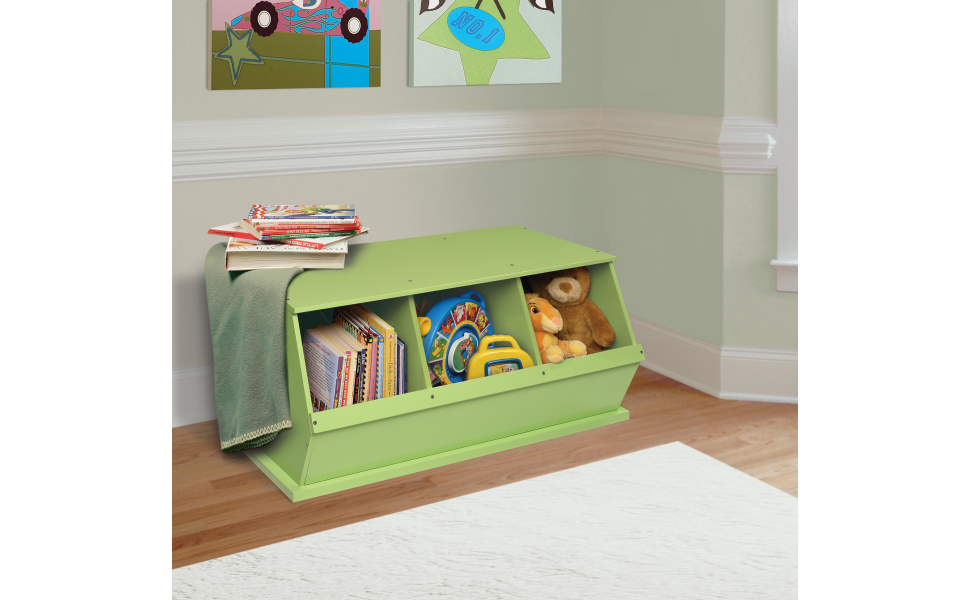 Badger Basket Three Bin Stackable Toy Storage Cubby