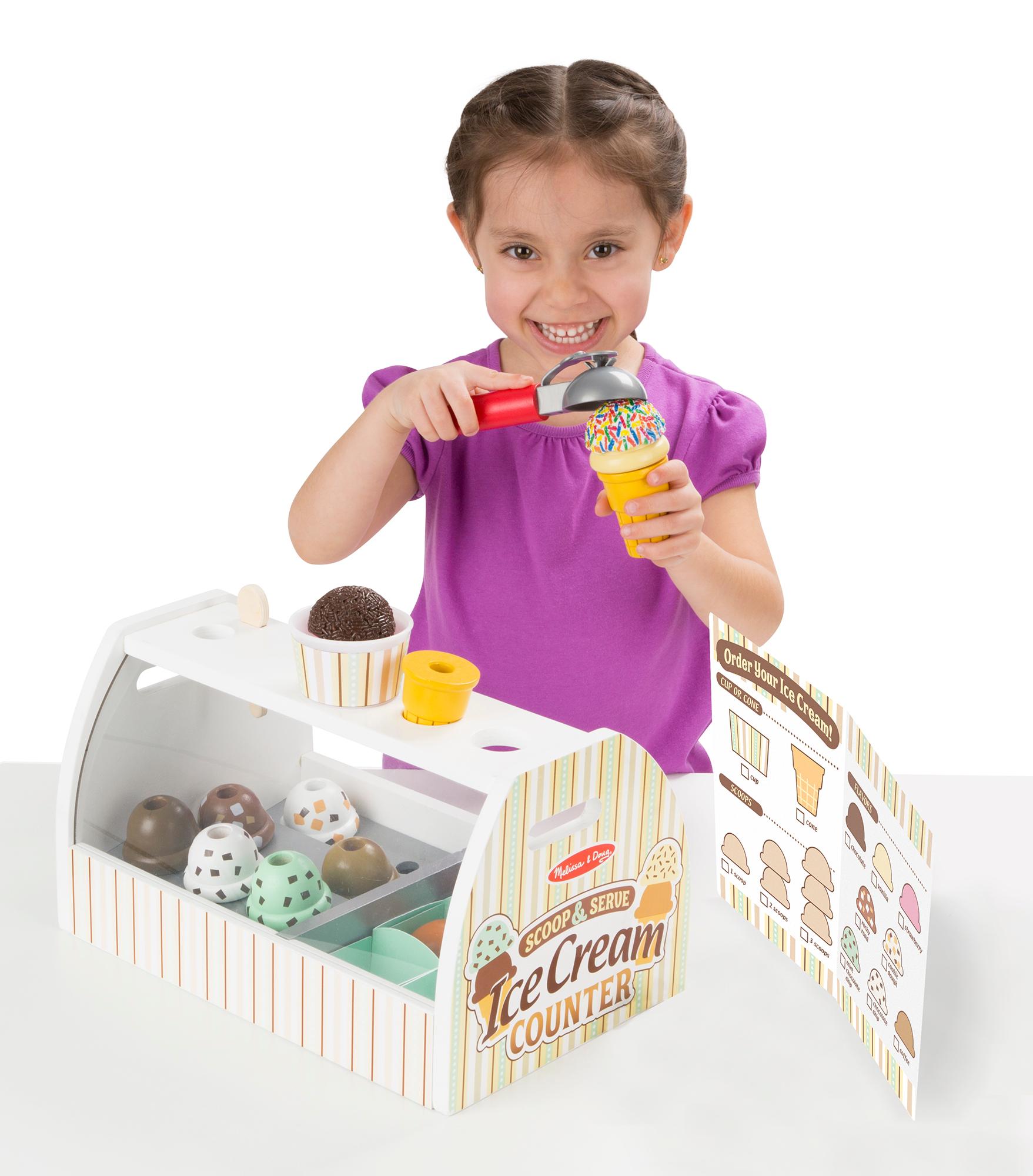 Melissa & Doug Wooden Scoop and Serve Ice Cream Counter (28