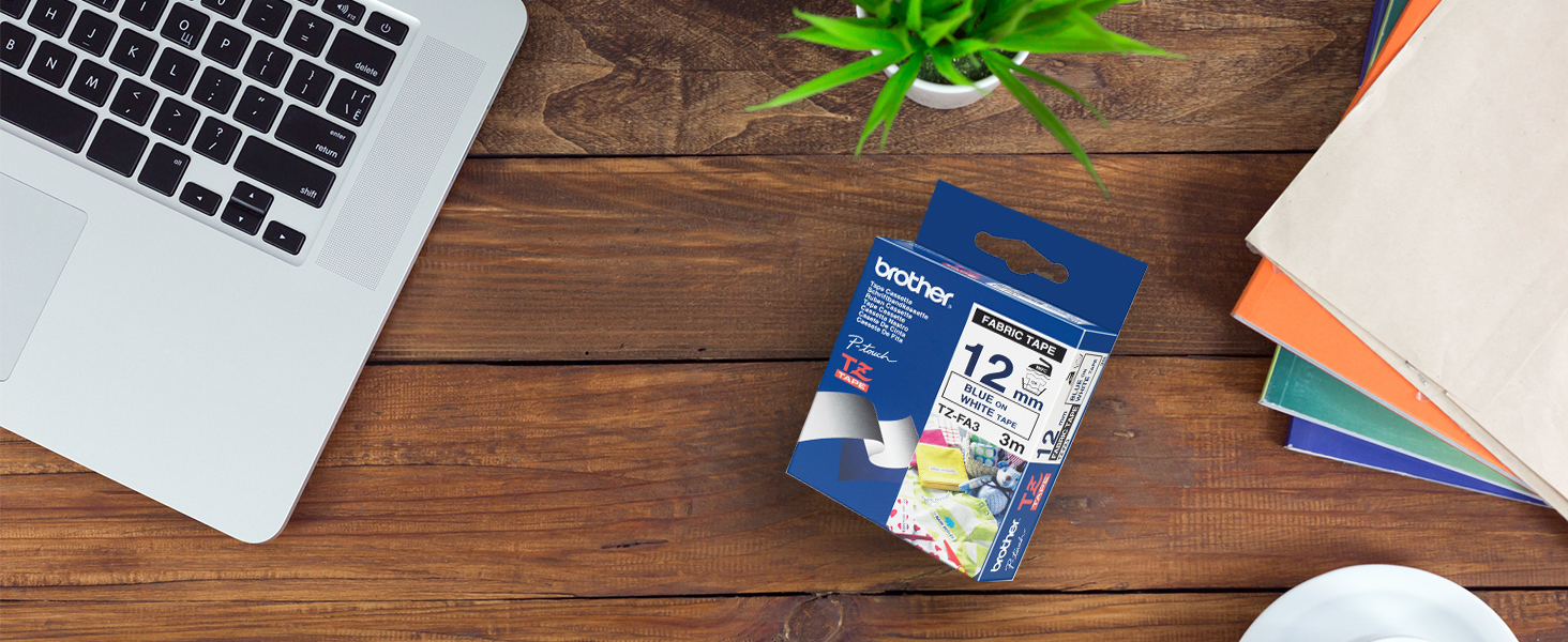 Brother Blue on White 12mm Fabric Tape Amazon.co.uk Stationery