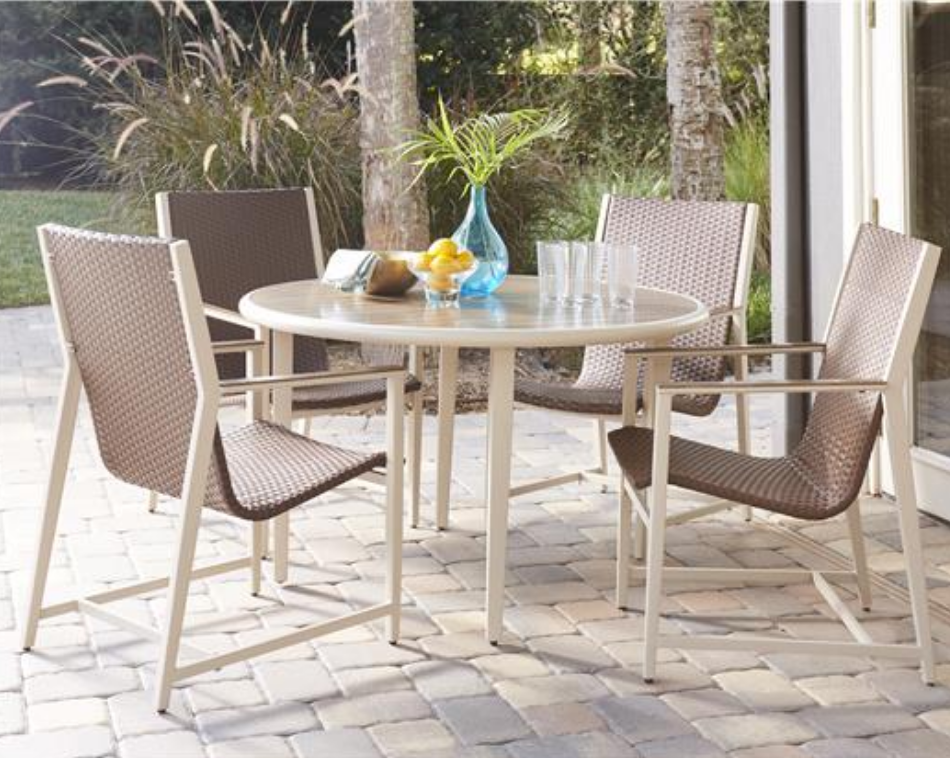 Cosco Outdoor Patio Set, 4 Piece, Brown Wicker with Teal