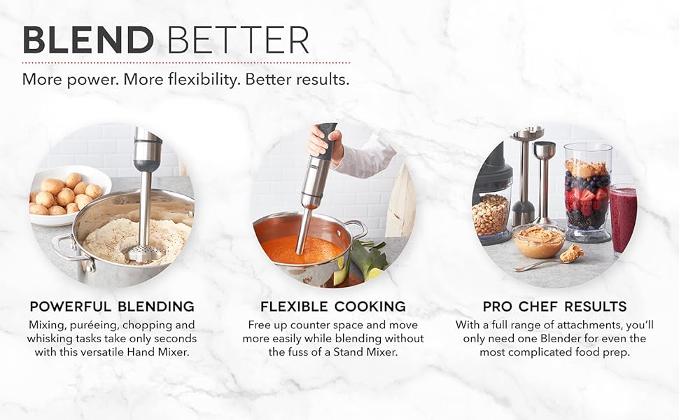 Dash Chef Series Deluxe Immersion Hand Blender, 5 Speed Stick Blender