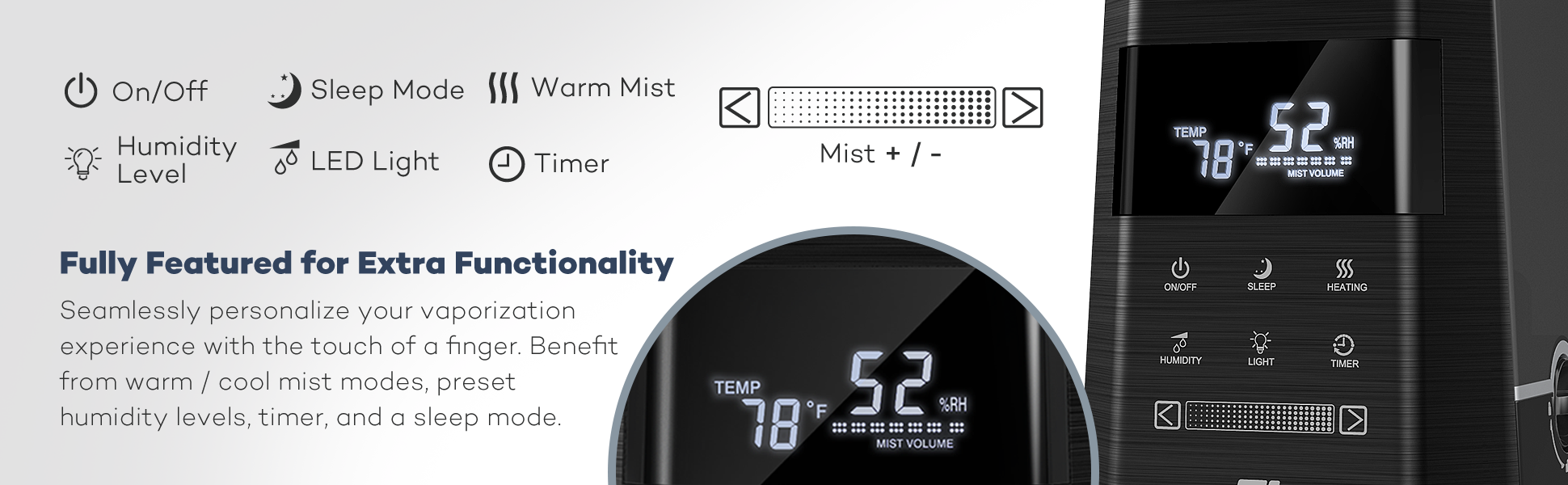 TaoTronics Ultrasonic Humidifiers, 6L/1.6 Gallon Warm & Cool Mist